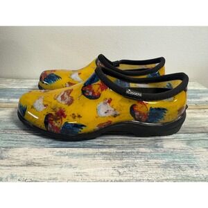Sloggers Women‎ Yellow Chicken Print Waterproof Garden Shoes Clogs Size 10 USA